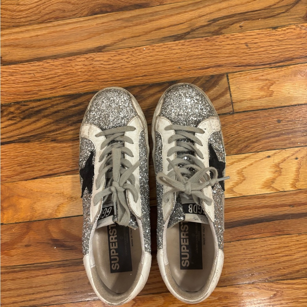 Golden Goose Glitter Sneakers - Silver and Black